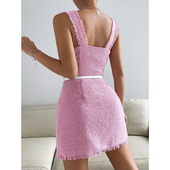 plazacore barbie Raw Trim Tweed Dress (Without Belt) - Picture 2 of 7